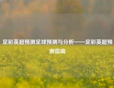 足彩英超预测足球预测与分析——足彩英超预测指南