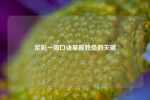 足彩一周口诀掌握胜负的关键