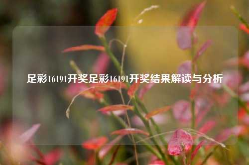 足彩16191开奖足彩16191开奖结果解读与分析