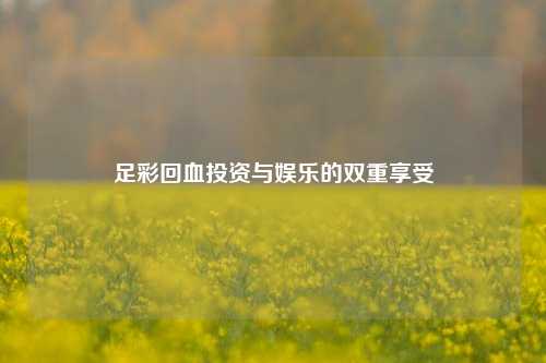 足彩回血投资与娱乐的双重享受