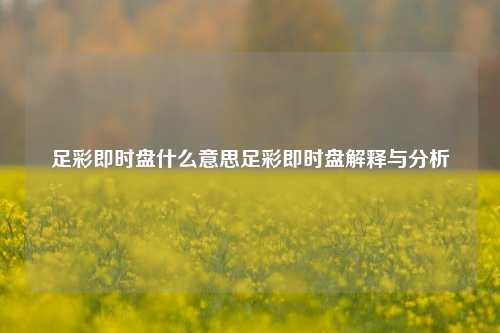 足彩即时盘什么意思足彩即时盘解释与分析