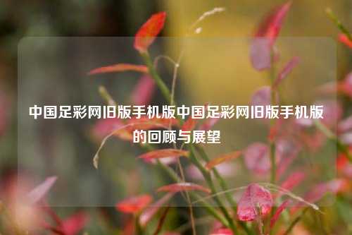 中国足彩网旧版手机版中国足彩网旧版手机版的回顾与展望