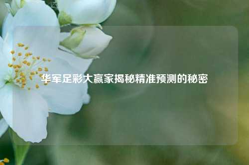 华军足彩大赢家揭秘精准预测的秘密