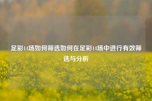 足彩14场如何筛选如何在足彩14场中进行有效筛选与分析